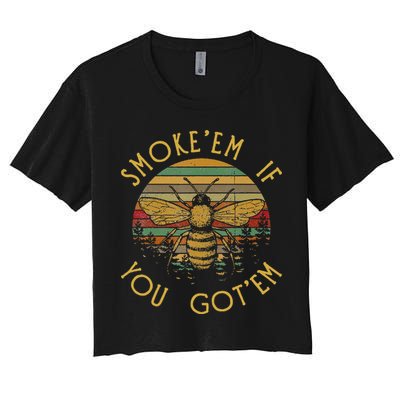 Vintage Funny Beekeeping Bee Gifts Smoke Them Bees Crop Top