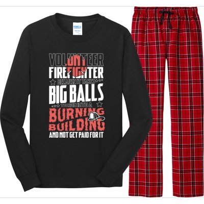 Volunteer Firefighter Big Balls Fire Fire Fighter Rescue Gift Long Sleeve Pajama Set