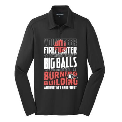 Volunteer Firefighter Big Balls Fire Fire Fighter Rescue Gift Silk Touch Performance Long Sleeve Polo