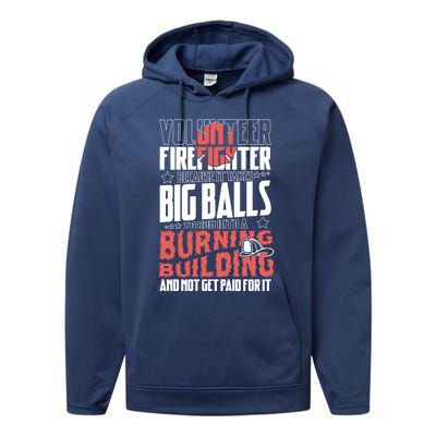 Volunteer Firefighter Big Balls Fire Fire Fighter Rescue Gift Performance Fleece Hoodie