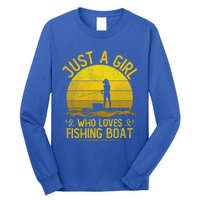 Vintage Fishing Boat Just A Who Loves Fishing Boat Funny Gift Long Sleeve Shirt