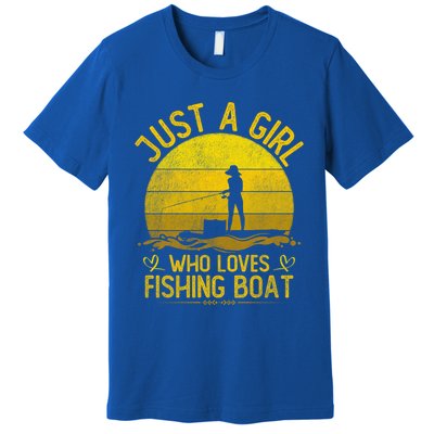 Vintage Fishing Boat Just A Who Loves Fishing Boat Funny Gift Premium T-Shirt