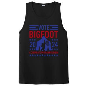 Vote For Bigfoot 2024 Funny Sasquatch Presidential Election PosiCharge Competitor Tank