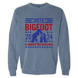 Vote For Bigfoot 2024 Funny Sasquatch Presidential Election Garment-Dyed Sweatshirt