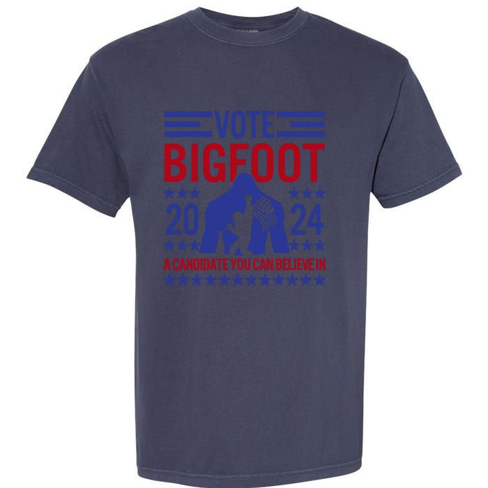 Vote For Bigfoot 2024 Funny Sasquatch Presidential Election Garment-Dyed Heavyweight T-Shirt