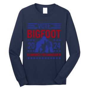 Vote For Bigfoot 2024 Funny Sasquatch Presidential Election Long Sleeve Shirt