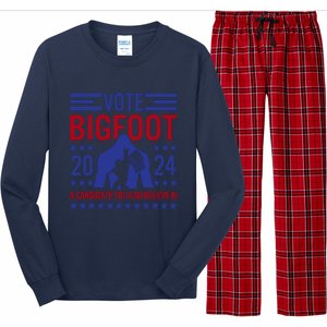 Vote For Bigfoot 2024 Funny Sasquatch Presidential Election Long Sleeve Pajama Set