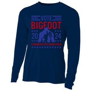 Vote For Bigfoot 2024 Funny Sasquatch Presidential Election Cooling Performance Long Sleeve Crew