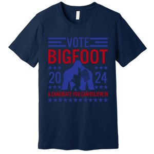 Vote For Bigfoot 2024 Funny Sasquatch Presidential Election Premium T-Shirt