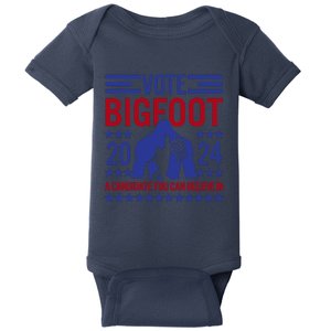 Vote For Bigfoot 2024 Funny Sasquatch Presidential Election Baby Bodysuit