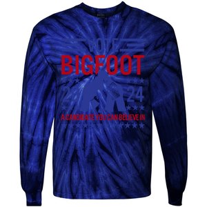 Vote For Bigfoot 2024 Funny Sasquatch Presidential Election Tie-Dye Long Sleeve Shirt