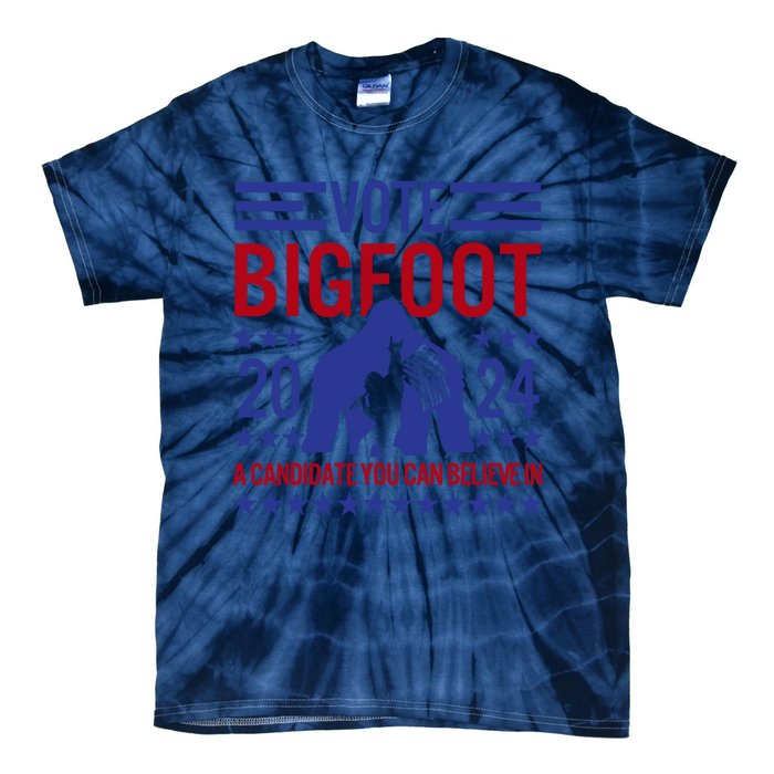 Vote For Bigfoot 2024 Funny Sasquatch Presidential Election Tie-Dye T-Shirt