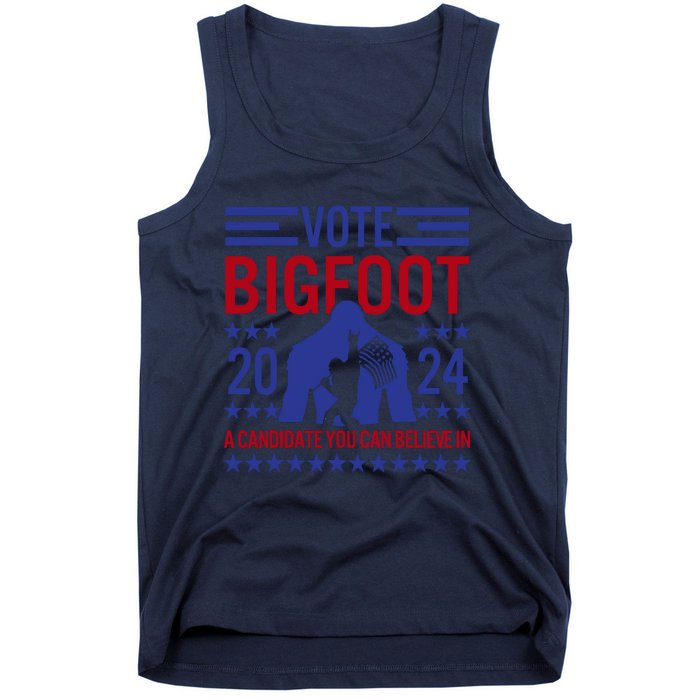 Vote For Bigfoot 2024 Funny Sasquatch Presidential Election Tank Top