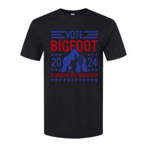 Vote For Bigfoot 2024 Funny Sasquatch Presidential Election Softstyle CVC T-Shirt