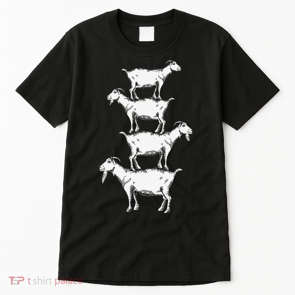 Vintage Four Buck Goats Over Each Other Farmer Goat Lovers Tall T-Shirt