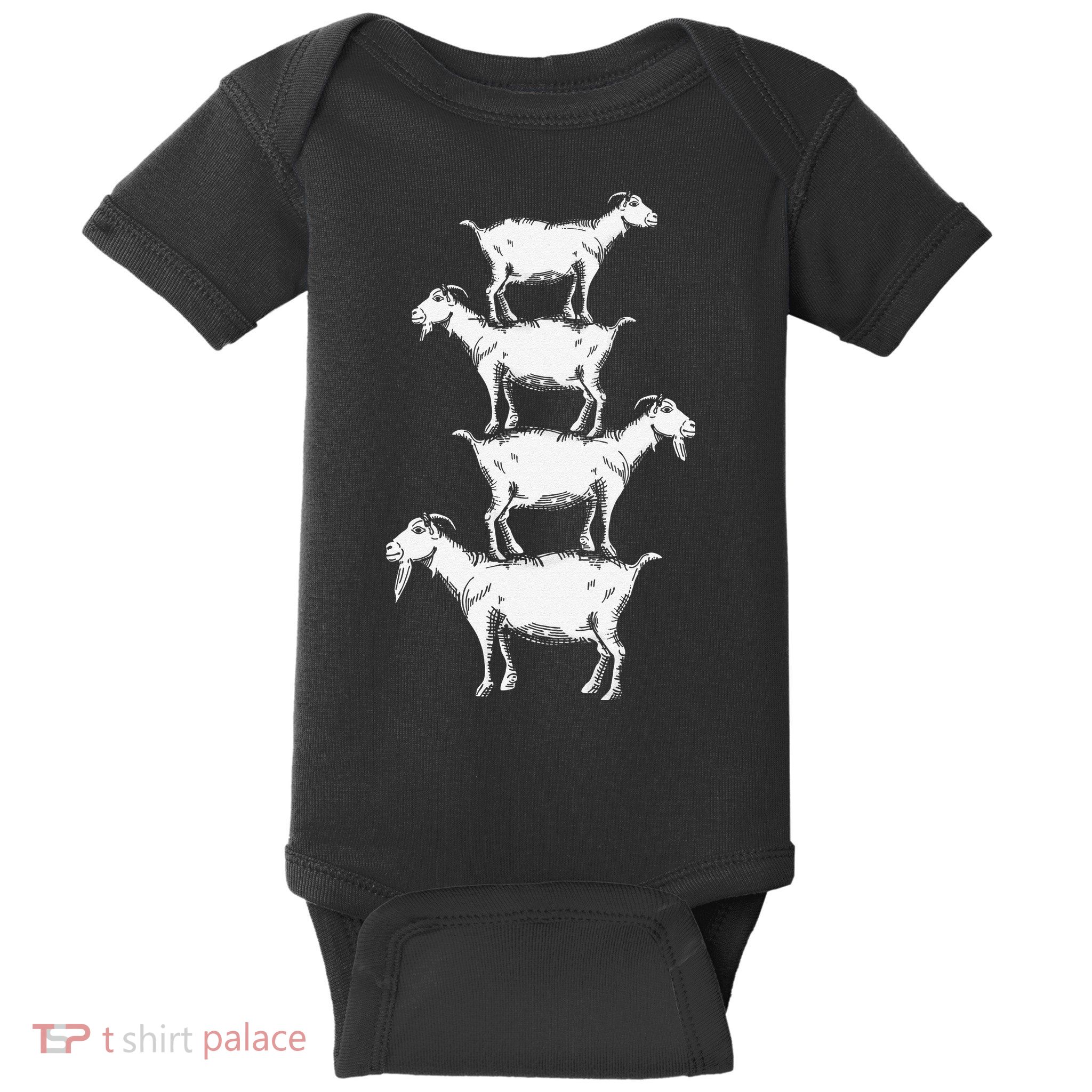 Vintage Four Buck Goats Over Each Other Farmer Goat Lovers Baby Bodysuit