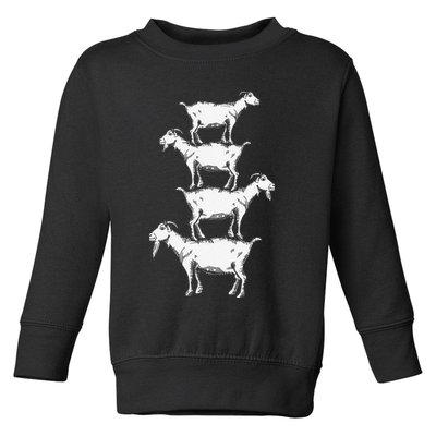 Vintage Four Buck Goats Over Each Other Farmer Goat Lovers Toddler Sweatshirt