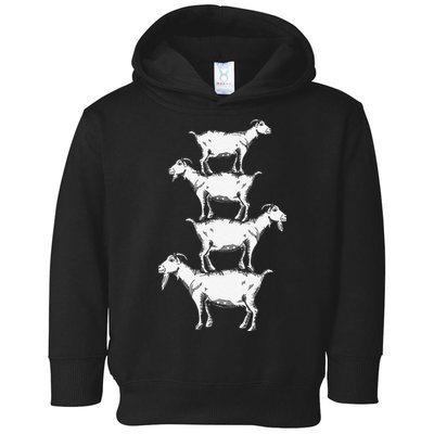Vintage Four Buck Goats Over Each Other Farmer Goat Lovers Toddler Hoodie