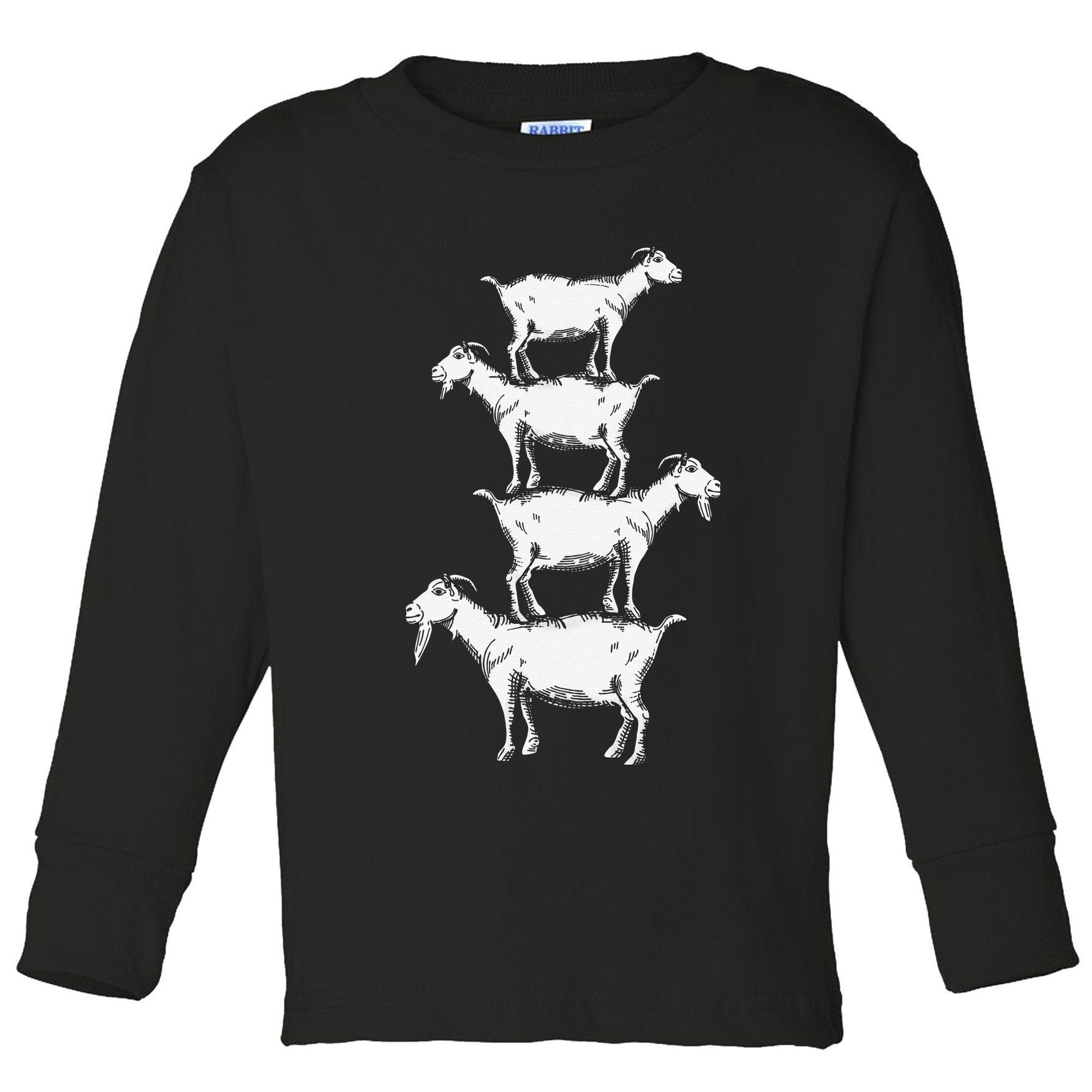 Vintage Four Buck Goats Over Each Other Farmer Goat Lovers Toddler Long Sleeve Shirt