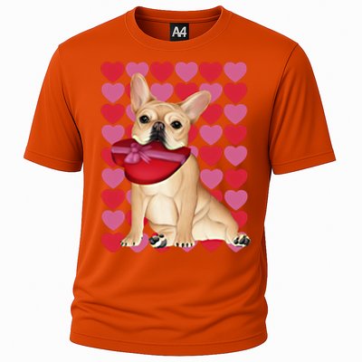 Valentine's French Bulldog With Heart Box Of Chocolates Cool Gift Cooling Performance Crew T-Shirt