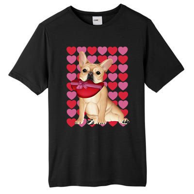 Valentine's French Bulldog With Heart Box Of Chocolates Cool Gift Tall Fusion ChromaSoft Performance T-Shirt