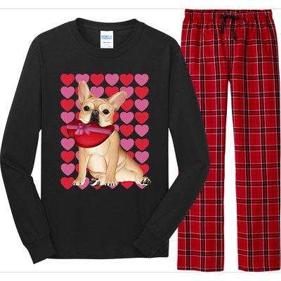 Valentine's French Bulldog With Heart Box Of Chocolates Cool Gift Long Sleeve Pajama Set