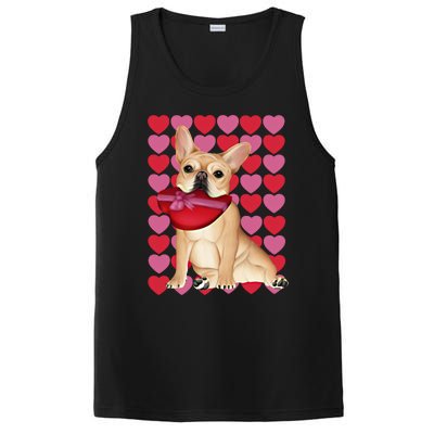 Valentine's French Bulldog With Heart Box Of Chocolates Cool Gift PosiCharge Competitor Tank