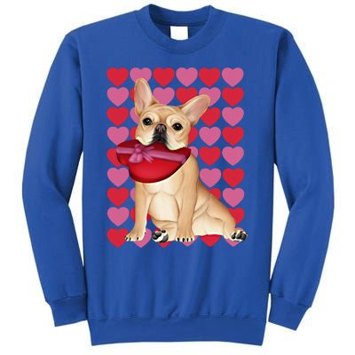 Valentine's French Bulldog With Heart Box Of Chocolates Cool Gift Sweatshirt