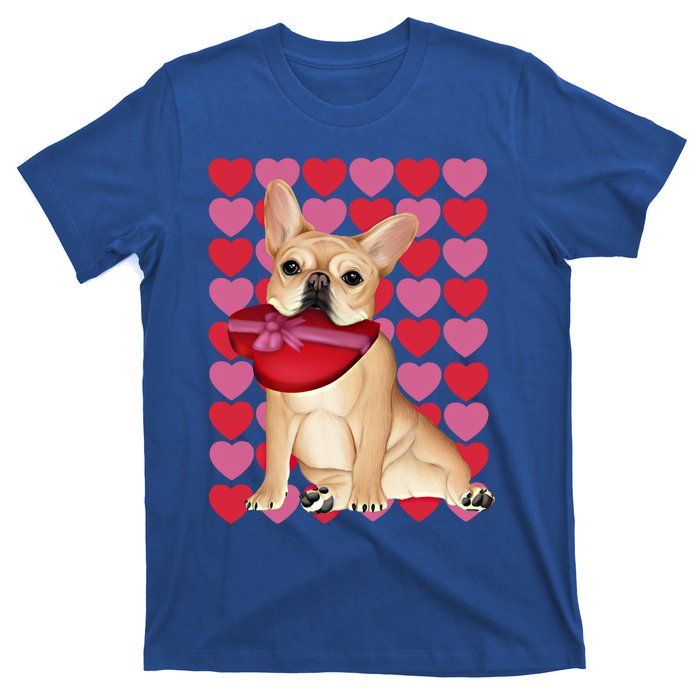 Valentine's French Bulldog With Heart Box Of Chocolates Cool Gift T-Shirt