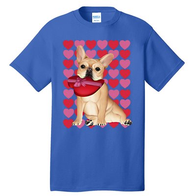 Valentine's French Bulldog With Heart Box Of Chocolates Cool Gift Tall T-Shirt