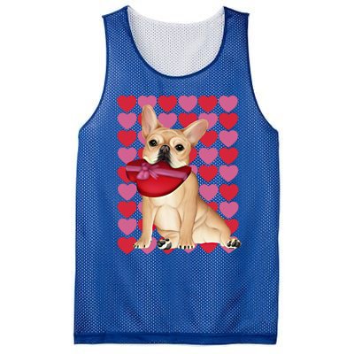 Valentine's French Bulldog With Heart Box Of Chocolates Cool Gift Mesh Reversible Basketball Jersey Tank