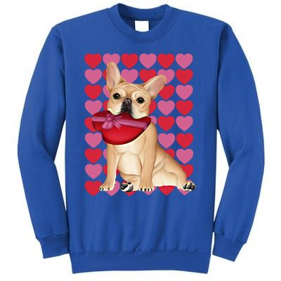 Valentine's French Bulldog With Heart Box Of Chocolates Cool Gift Tall Sweatshirt