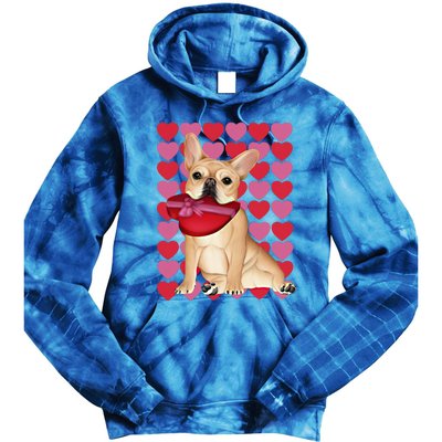 Valentine's French Bulldog With Heart Box Of Chocolates Cool Gift Tie Dye Hoodie