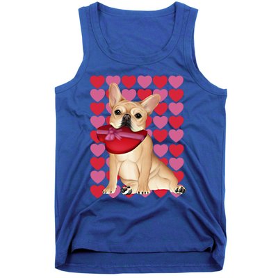 Valentine's French Bulldog With Heart Box Of Chocolates Cool Gift Tank Top