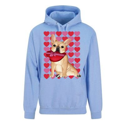 Valentine's French Bulldog With Heart Box Of Chocolates Cool Gift Unisex Surf Hoodie