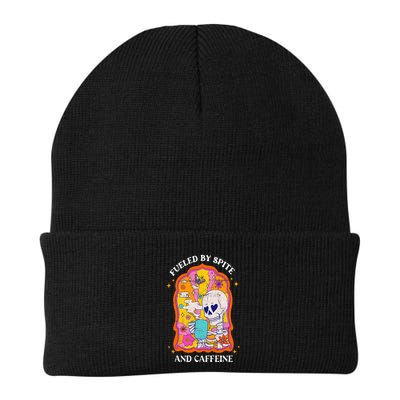 Vintage Fueled By Spite And Caffeine Skeleton Halloween Beanie