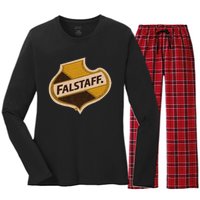 Vintage Falstaffs Beer American Brewery Distressed Tee Women's Long Sleeve Flannel Pajama Set 