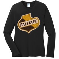 Vintage Falstaffs Beer American Brewery Distressed Tee Ladies Long Sleeve Shirt