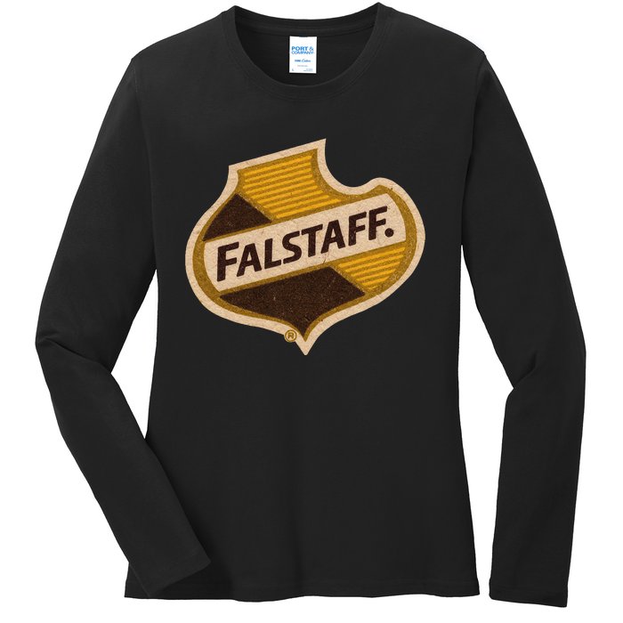 Vintage Falstaffs Beer American Brewery Distressed Tee Ladies Long Sleeve Shirt