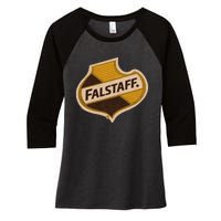 Vintage Falstaffs Beer American Brewery Distressed Tee Women's Tri-Blend 3/4-Sleeve Raglan Shirt