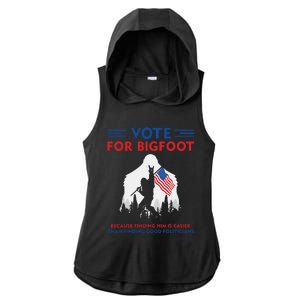 Vote For Bigfoot 2024 Funny Sasquatch Presidential Election Ladies PosiCharge Tri-Blend Wicking Draft Hoodie Tank