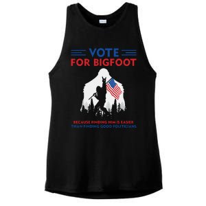 Vote For Bigfoot 2024 Funny Sasquatch Presidential Election Ladies PosiCharge Tri-Blend Wicking Tank