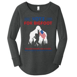 Vote For Bigfoot 2024 Funny Sasquatch Presidential Election Women's Perfect Tri Tunic Long Sleeve Shirt