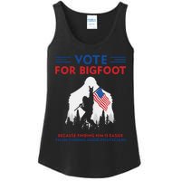 Vote For Bigfoot 2024 Funny Sasquatch Presidential Election Ladies Essential Tank