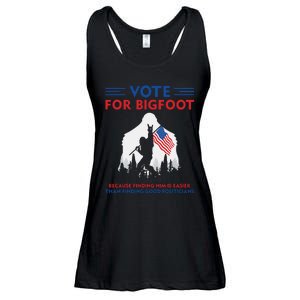 Vote For Bigfoot 2024 Funny Sasquatch Presidential Election Ladies Essential Flowy Tank