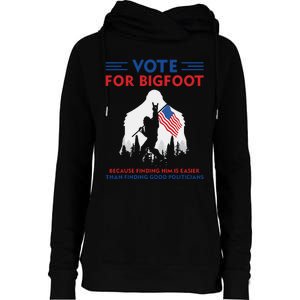 Vote For Bigfoot 2024 Funny Sasquatch Presidential Election Womens Funnel Neck Pullover Hood