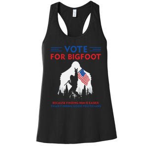 Vote For Bigfoot 2024 Funny Sasquatch Presidential Election Women's Racerback Tank