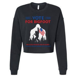 Vote For Bigfoot 2024 Funny Sasquatch Presidential Election Cropped Pullover Crew