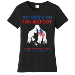 Vote For Bigfoot 2024 Funny Sasquatch Presidential Election Women's T-Shirt