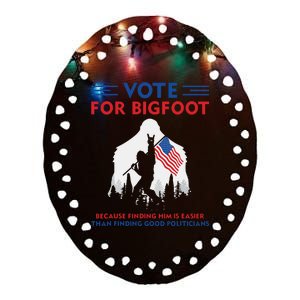 Vote For Bigfoot 2024 Funny Sasquatch Presidential Election Ceramic Oval Ornament